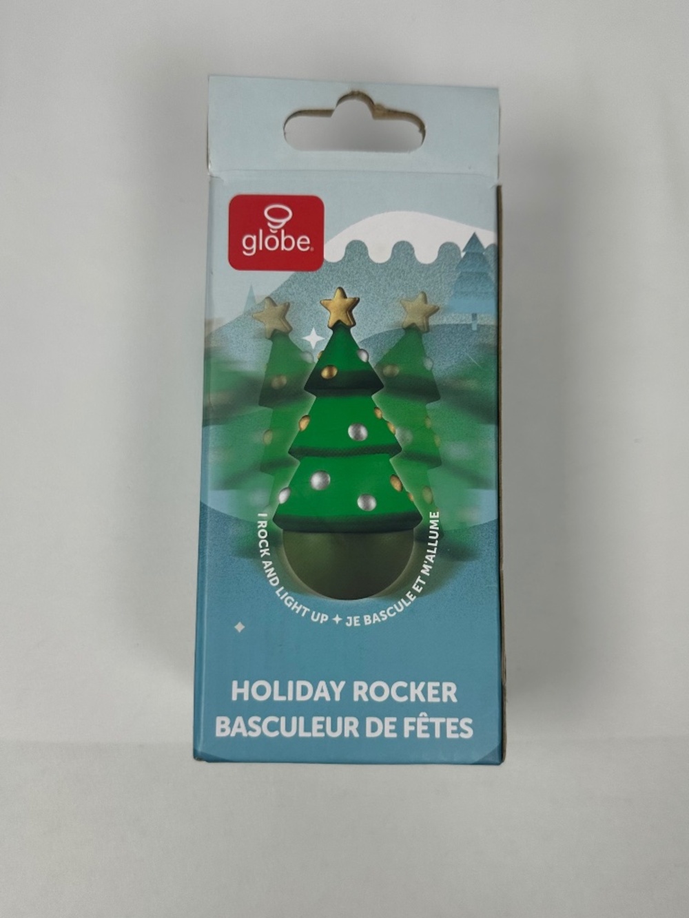 Globe Holiday Rocker, Rock and Light Up, Green Christmas Tree, Battery,  NIB